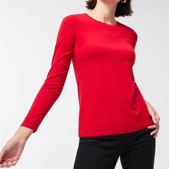 NWT Chicoโs poppy Red touch of cool layering Long Sleeve Top size 2 12/14 Large - Picture 1 of 12